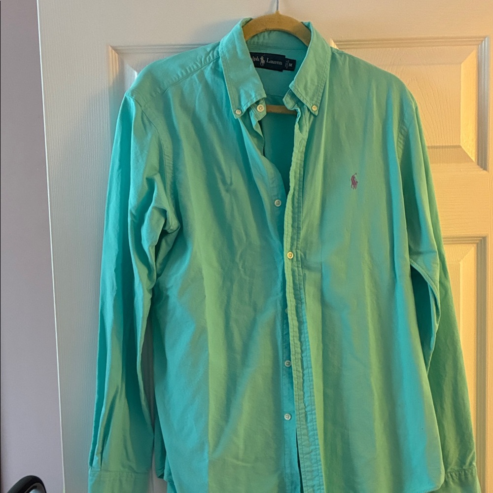 Polo by Ralph Lauren Men's Aqua Button-Down Shirt